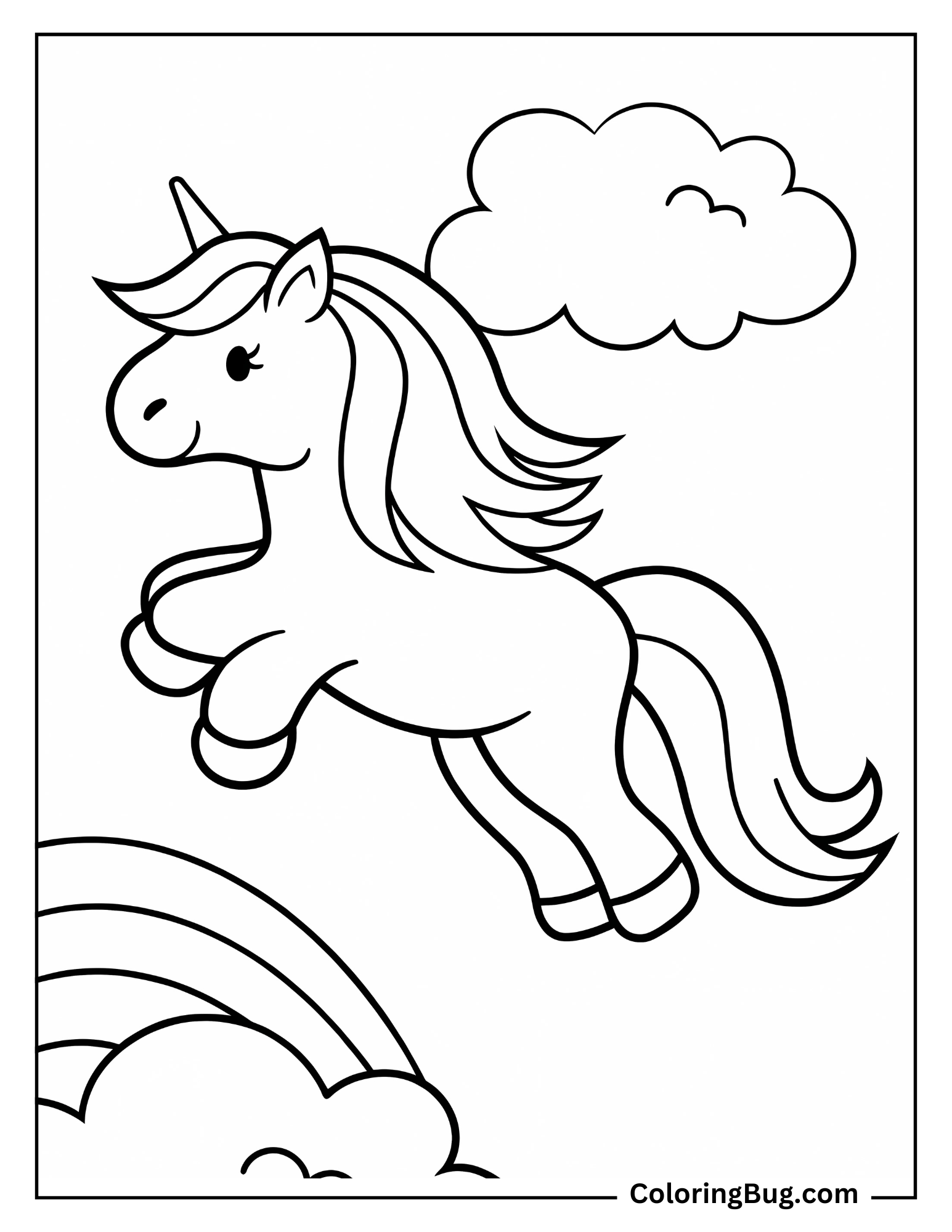 Cute Unicorn Leaping In The Air coloring Sheet