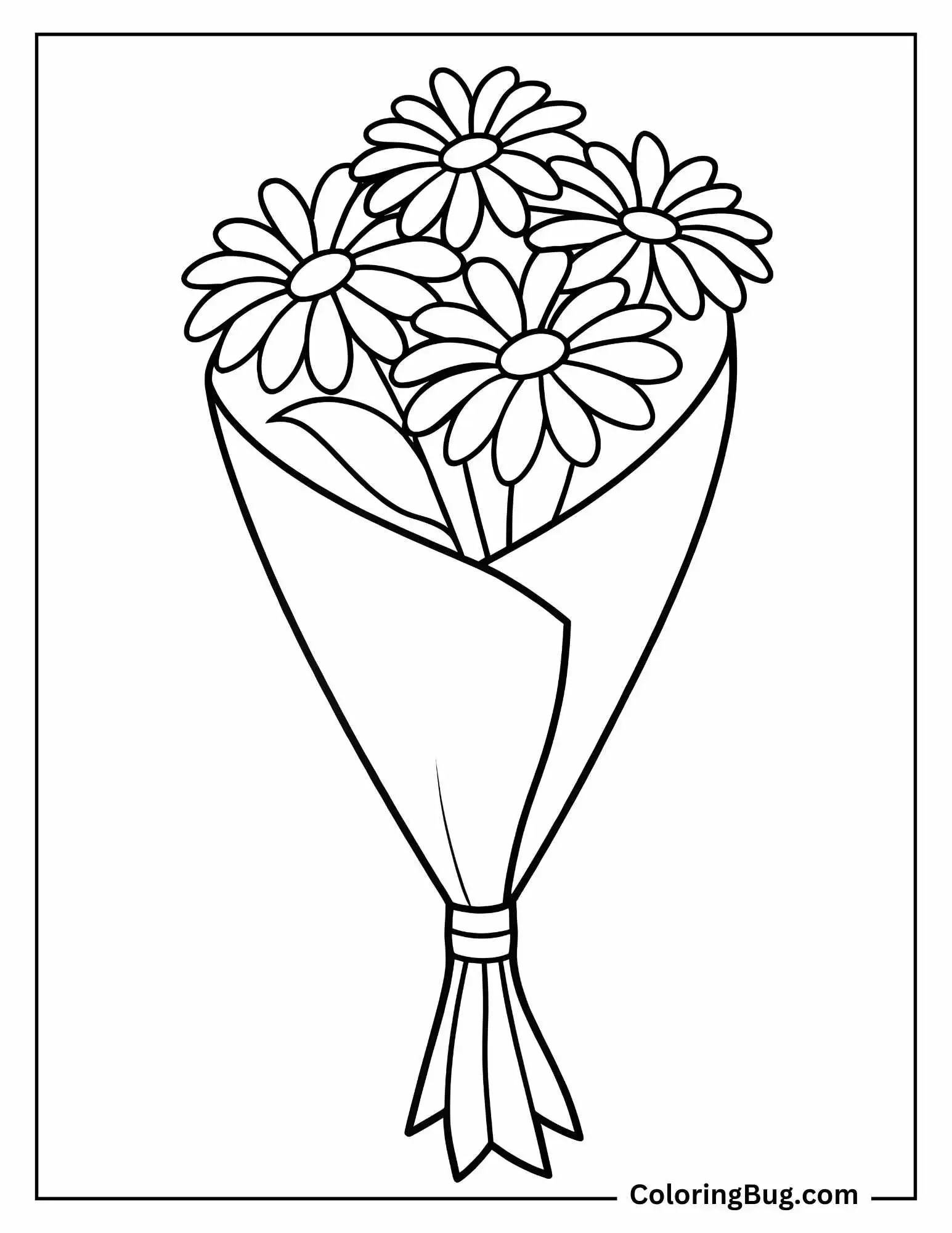 Daisy Bouquet Coloring Sheet