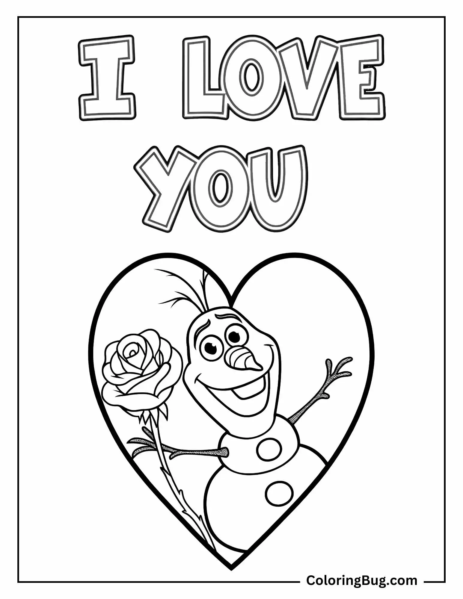 Disney Olaf I Love You Coloring Page