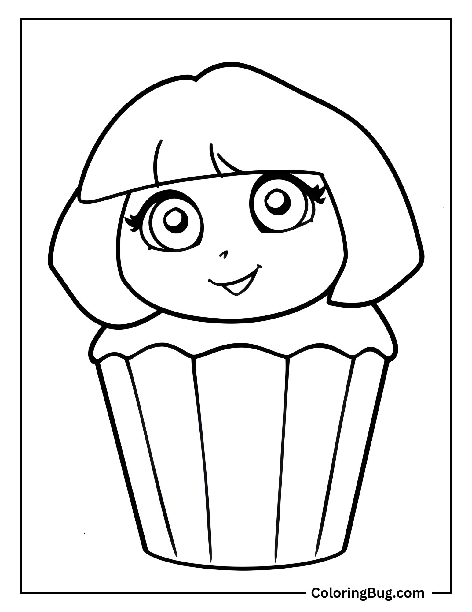 Dora The Explorer Cupcake Coloring Sheet