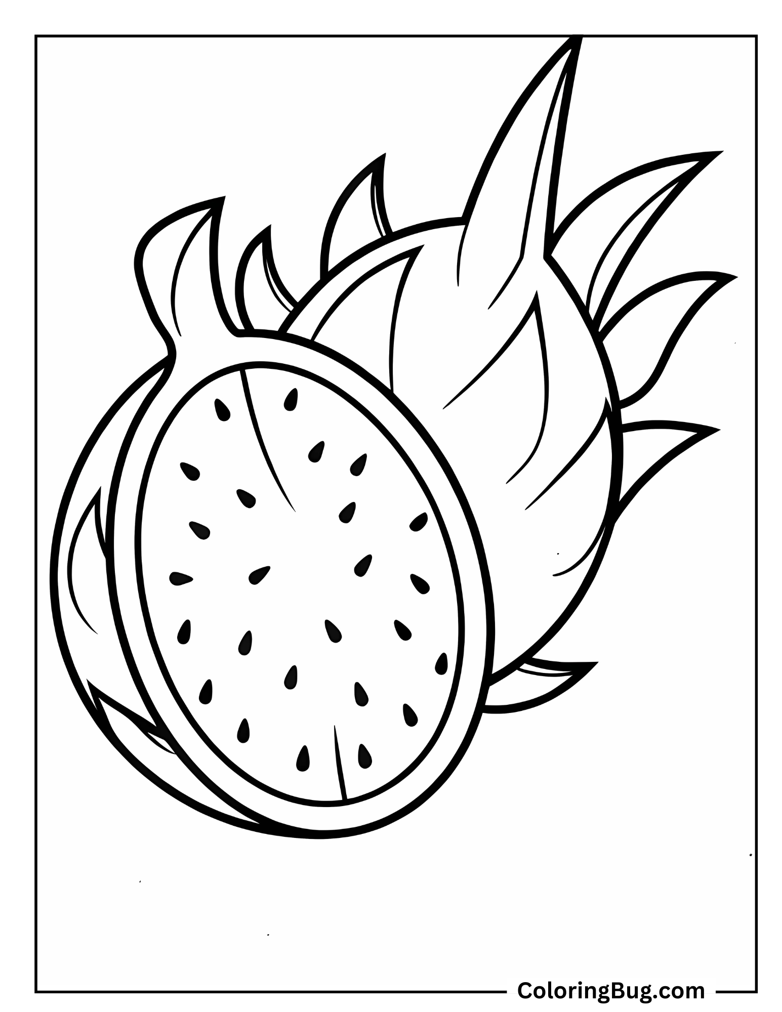 Dragon Fruit With Bold Patterns On The Outside Coloring Sheet