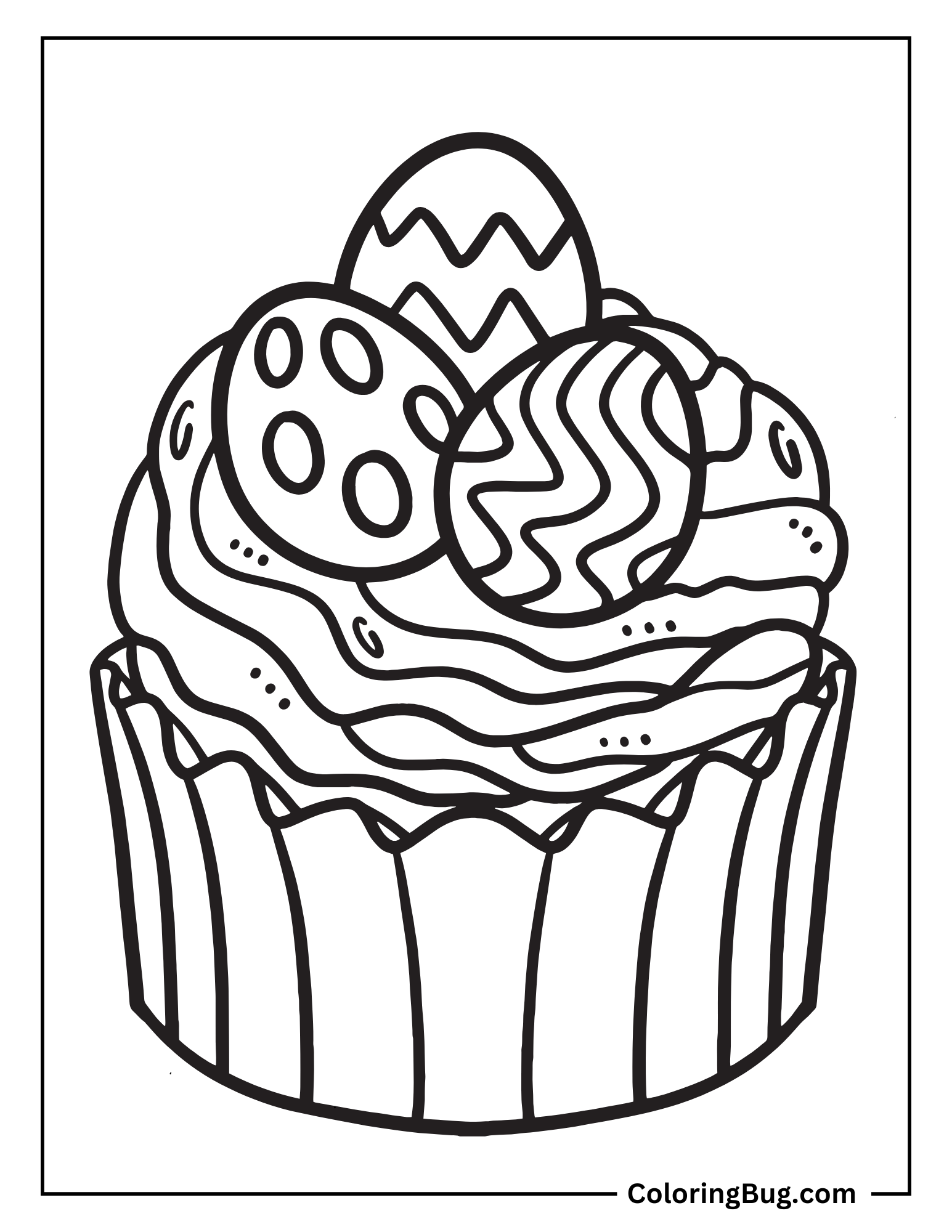 Easter Theme Cupcakes Coloring Sheet