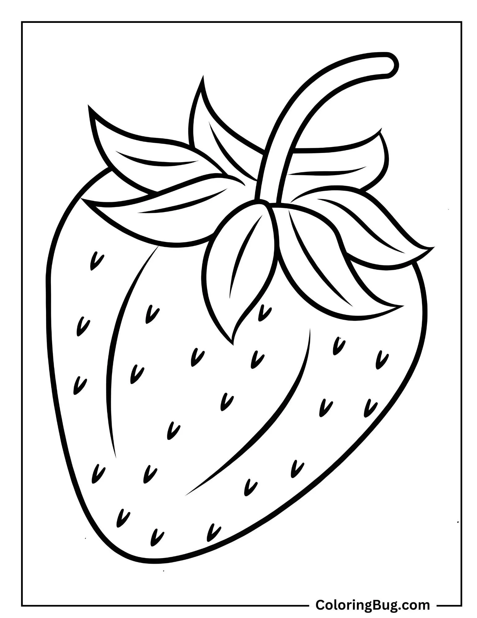 Easy Outline Of Strawberry Coloring Sheet
