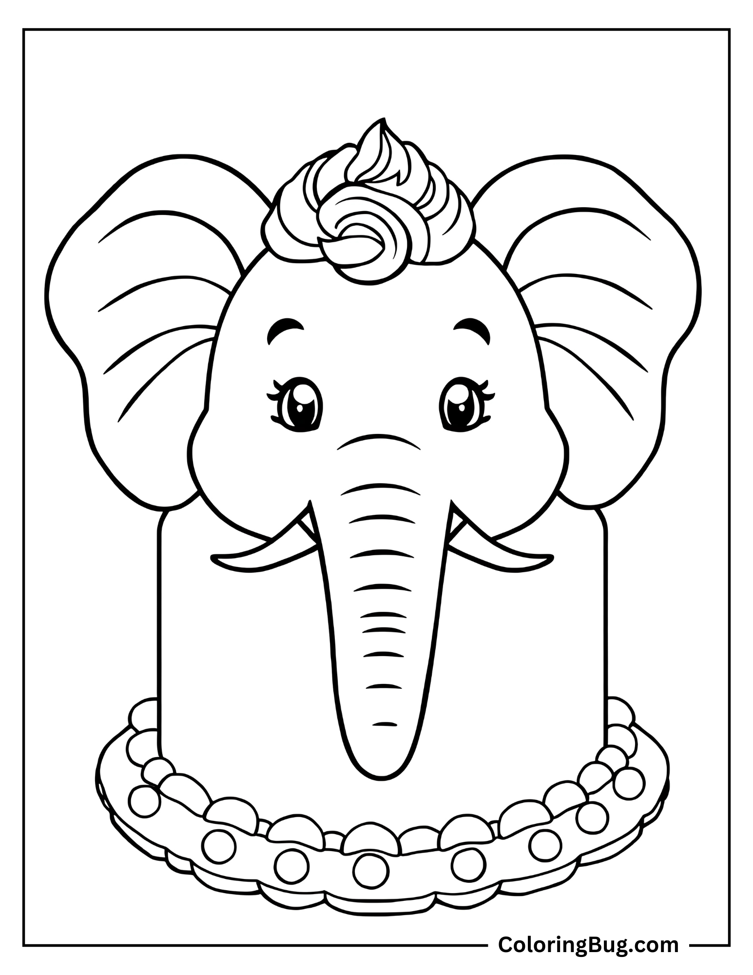 Elephant Cake Coloring Sheet