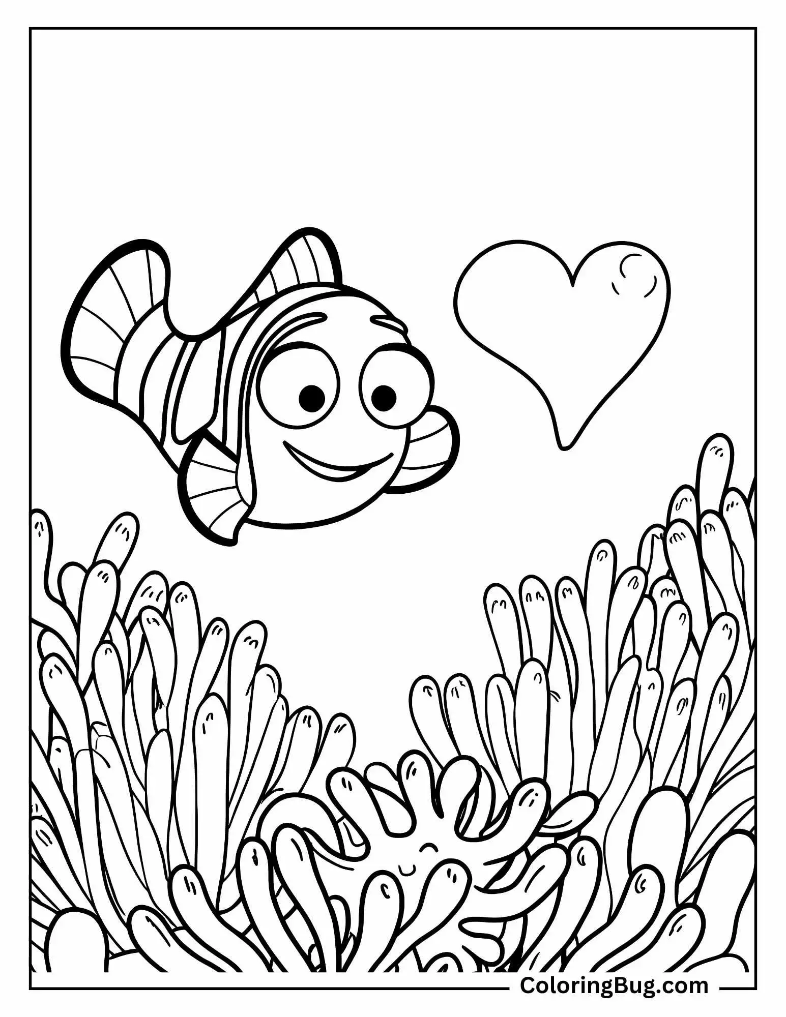Finding Nemo With Heart Coloring sheet