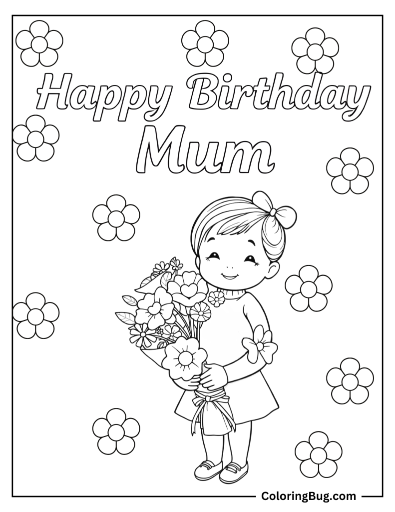 20 Happy Birthday Mom & Mum Coloring Pages (Free Printable PDFs)