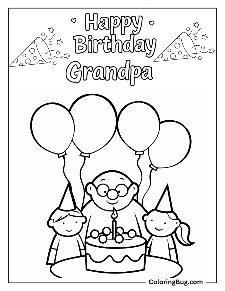 16 Happy Birthday Grandpa Coloring - Grandpa Celebrating His Birthday With Happy Birthday Grandpa Coloring Sheet 768x994