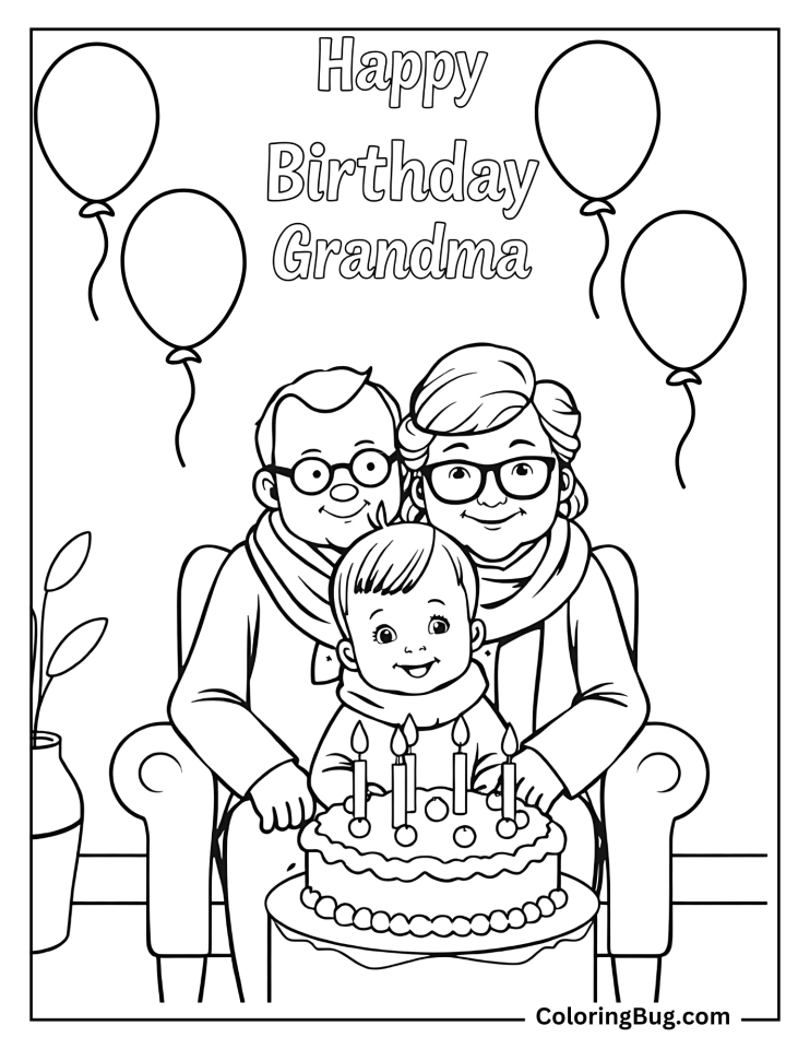 16 Happy Birthday Grandma Coloring Pages (Free Printable PDFs)
