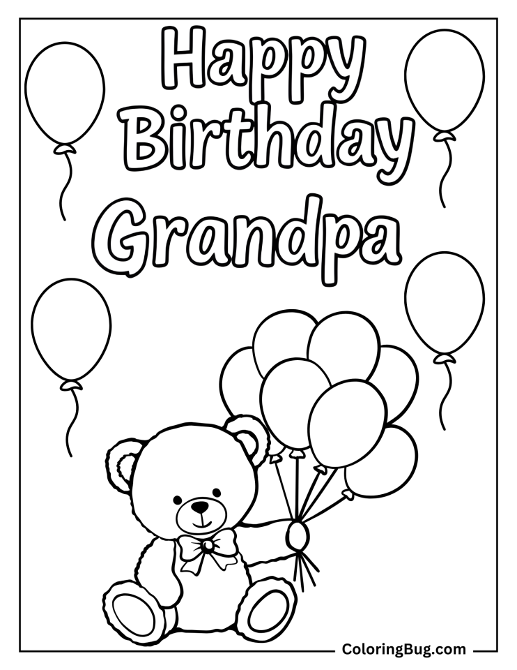 16 Happy Birthday Grandpa Coloring Pages (Free Printable PDFs)
