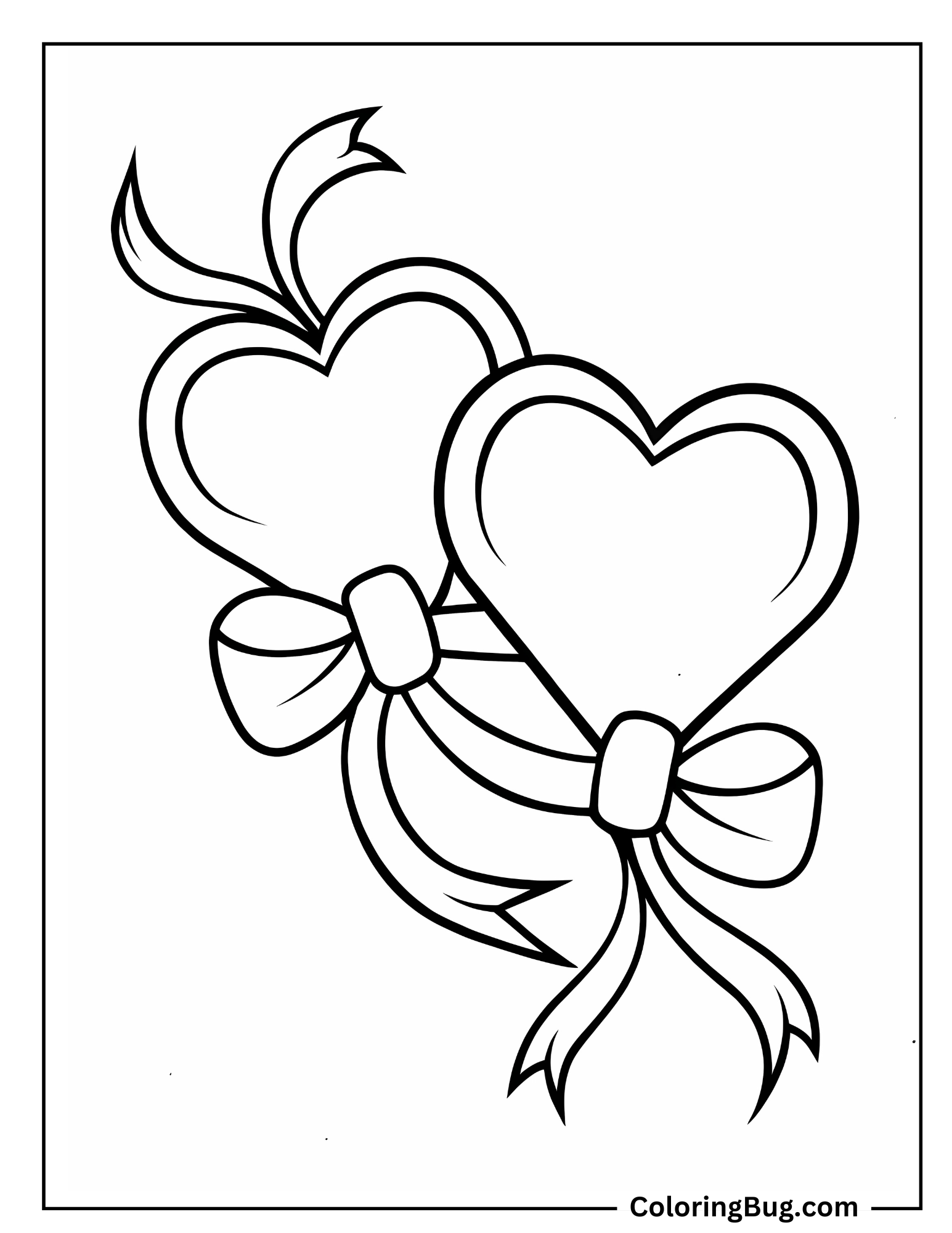 Heart Entwined With Flowing Ribbons Coloring Sheet