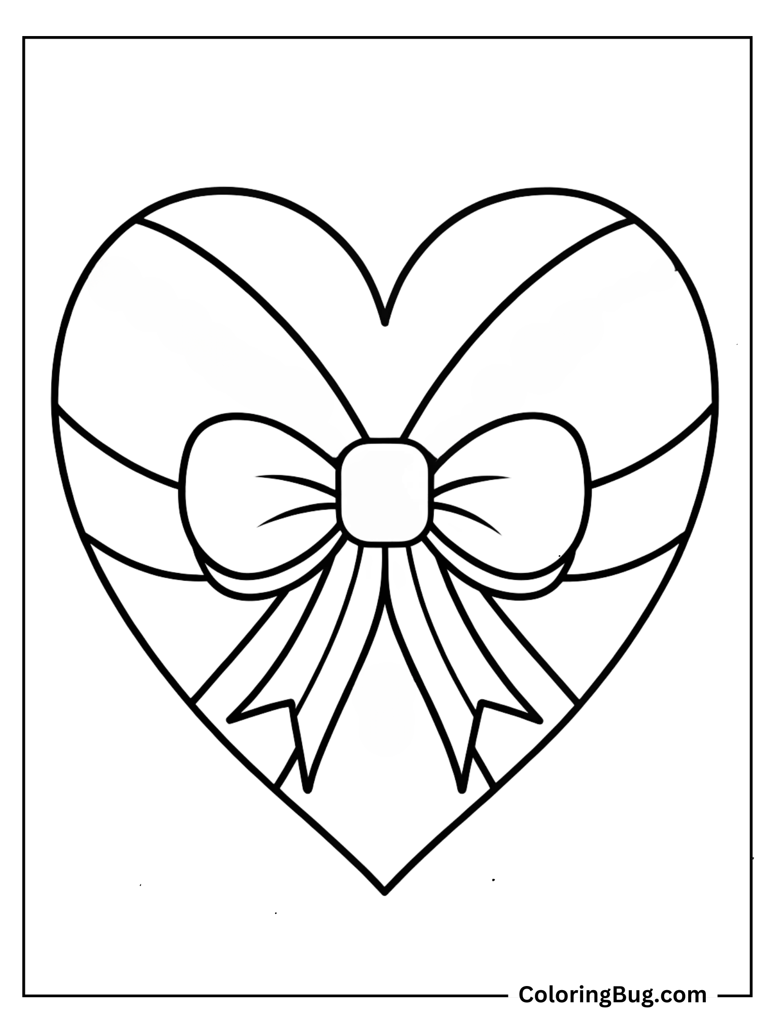 Heart With Bow Tie Coloring Sheet