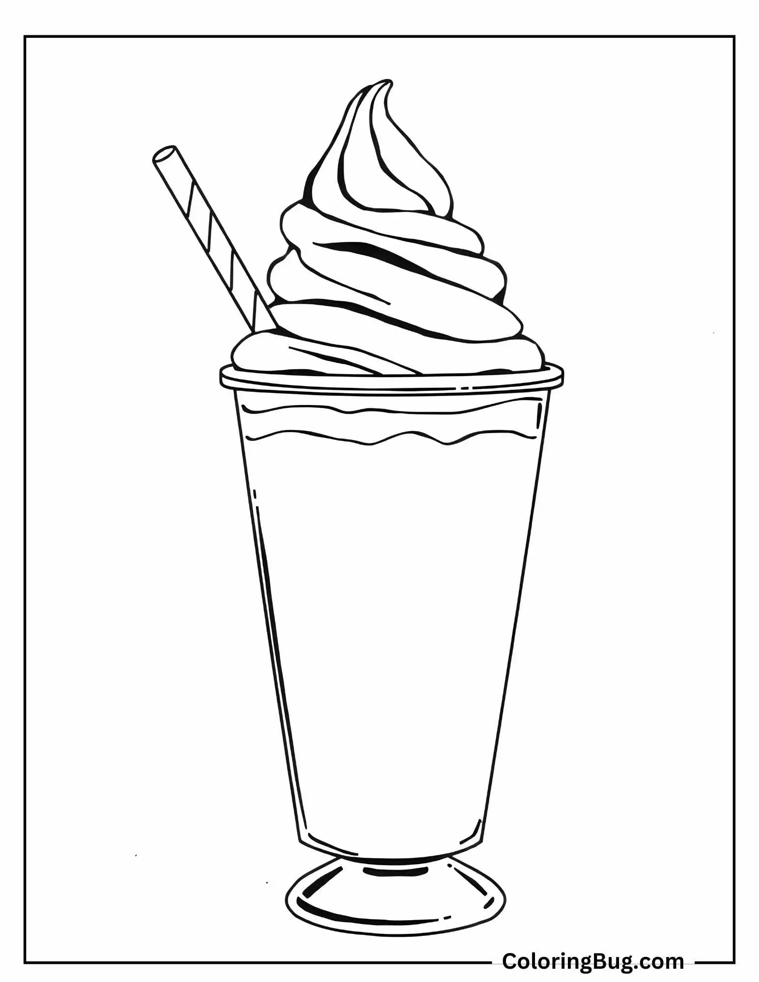 Ice Cream Milk Shake Coloring Sheet