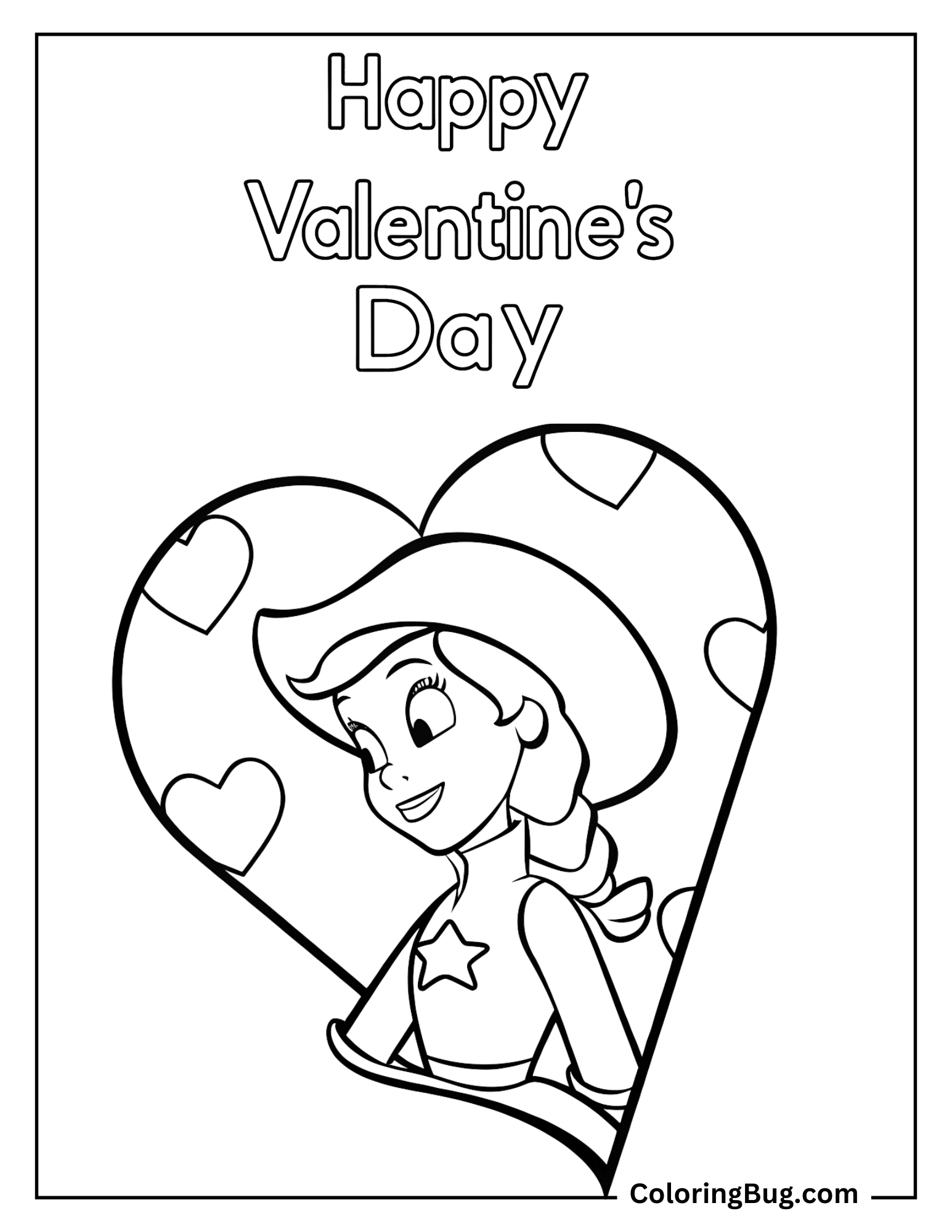 Jessie With Happy Valentine's Day Coloring Sheet