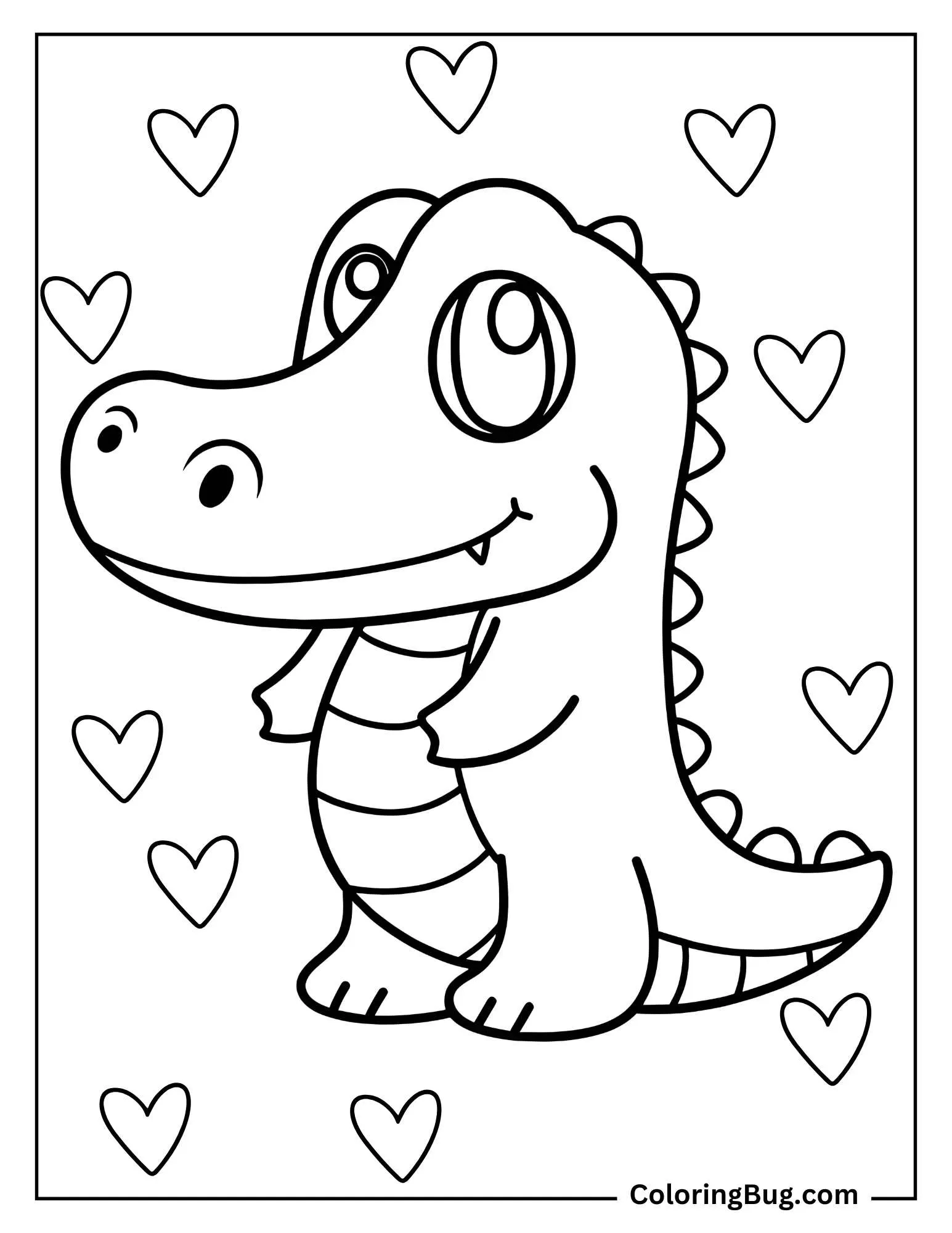Kawaii Alligator Coloring Sheet