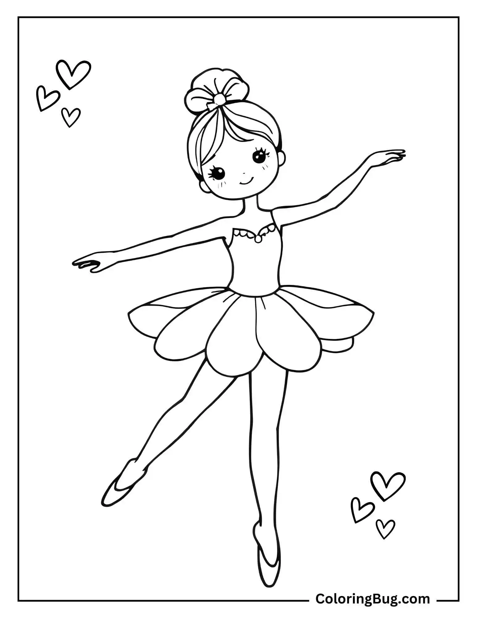 Kawaii Ballerina Coloring Sheet