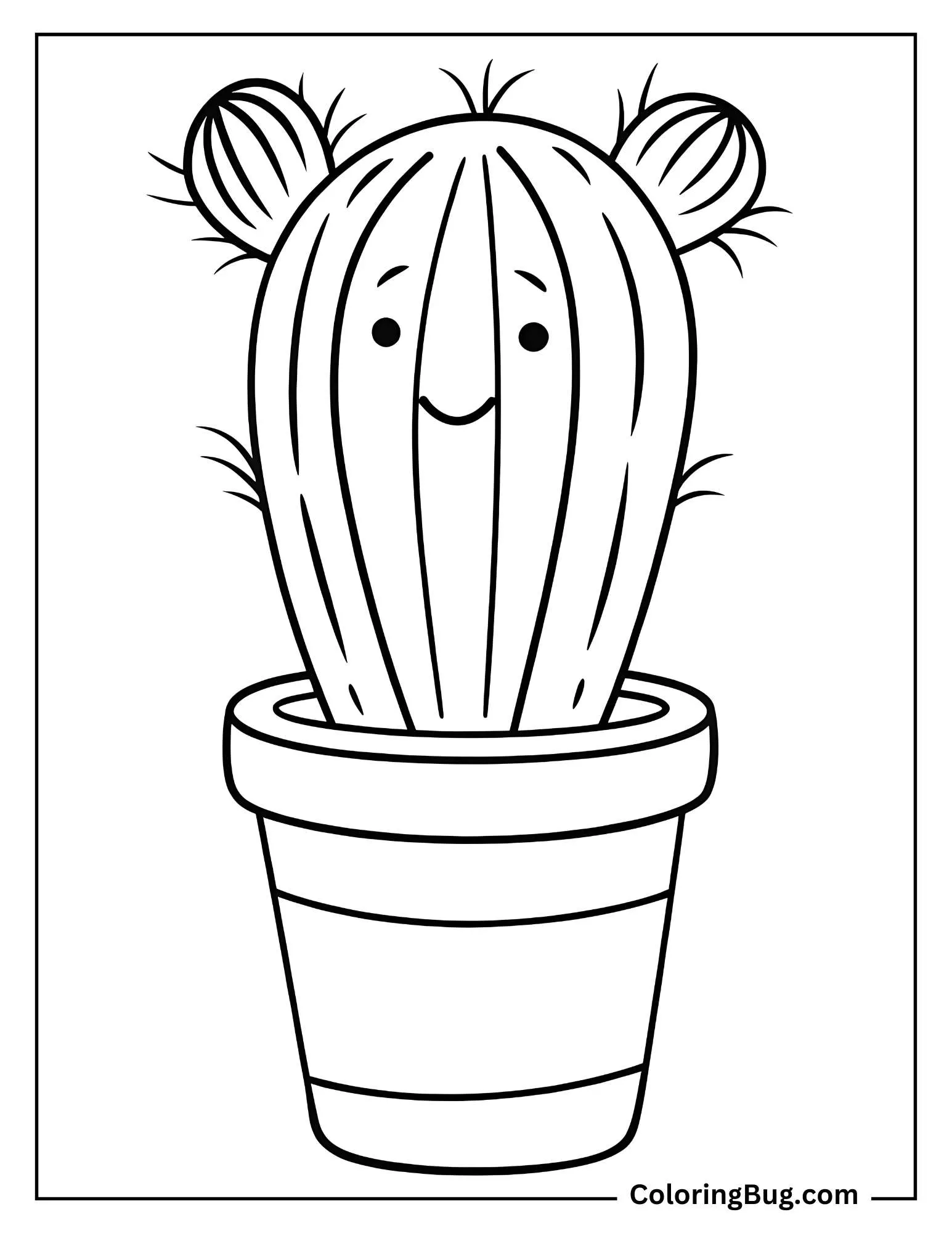 Kawaii Cactus Coloring Sheet