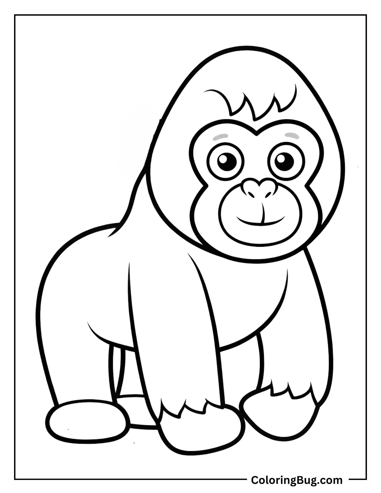 Kawaii Gorilla Coloring Sheet