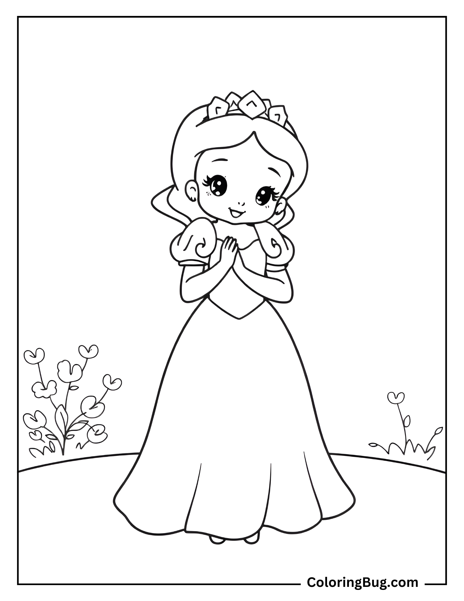 Kawaii Snow White Coloring Sheet