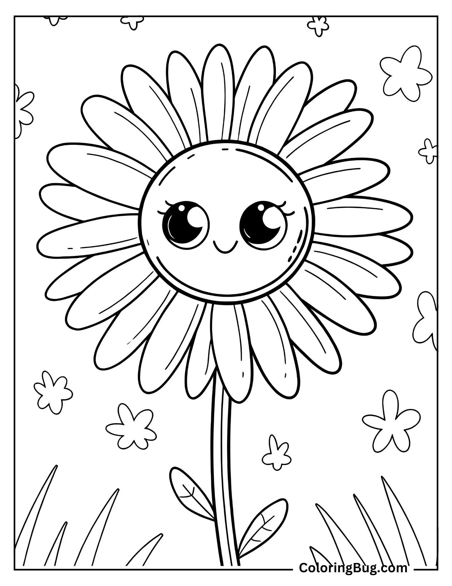 Kawaii Sunflower coloring Sheet