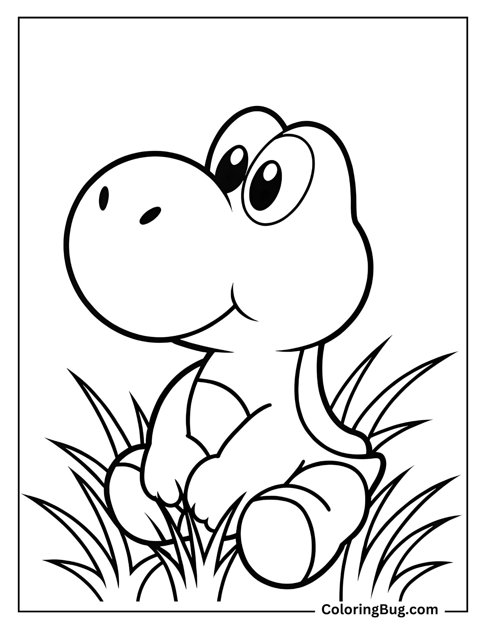 Kawaii Yoshi Sitting coloring Sheet