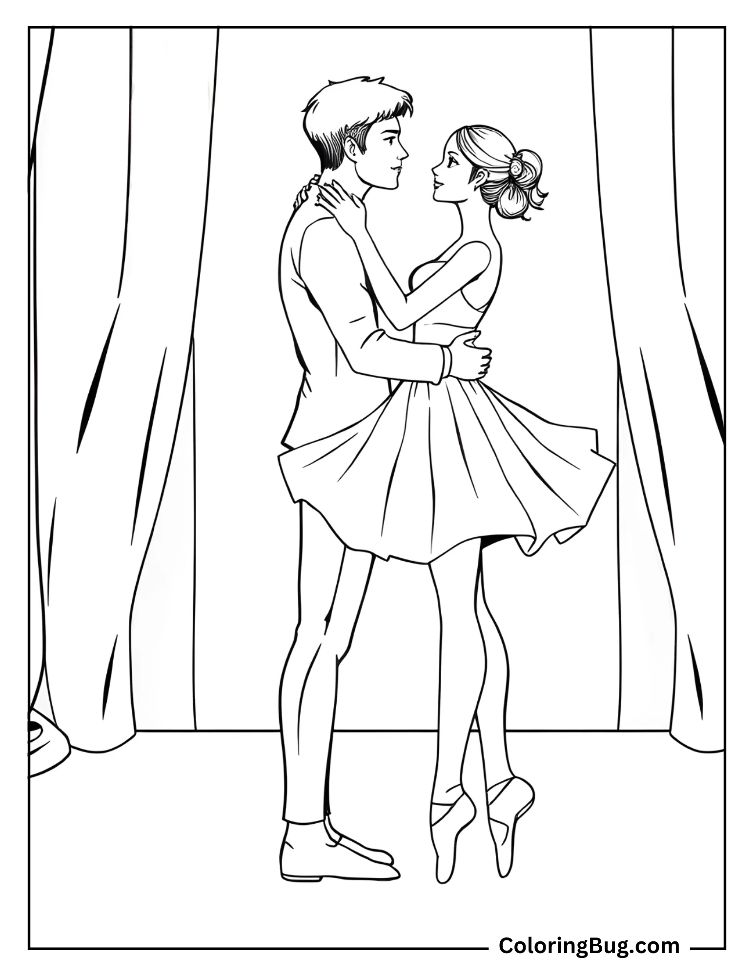 Male And Female Ballerinas Coloring Sheet