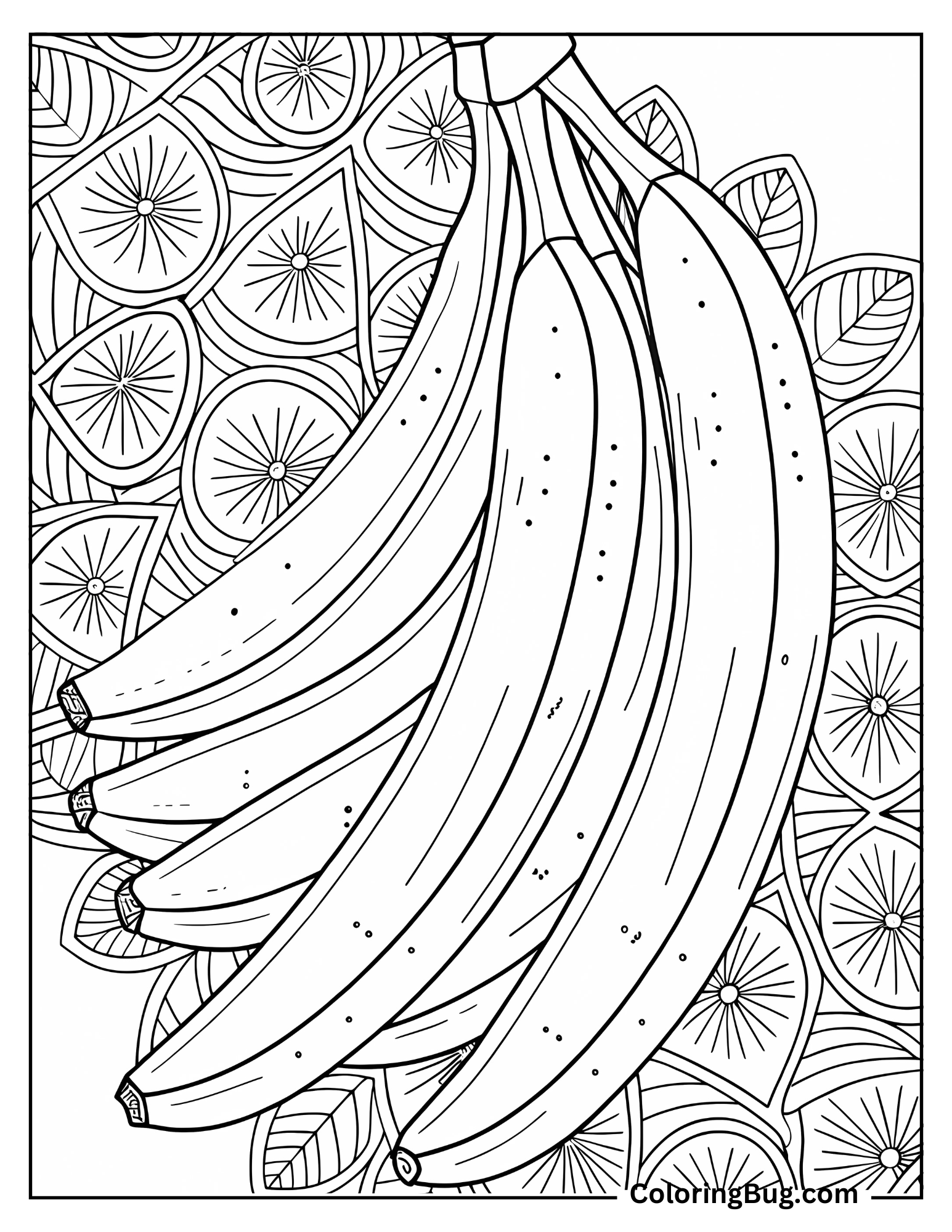 Mandala Bananas Bunch Coloring Sheet