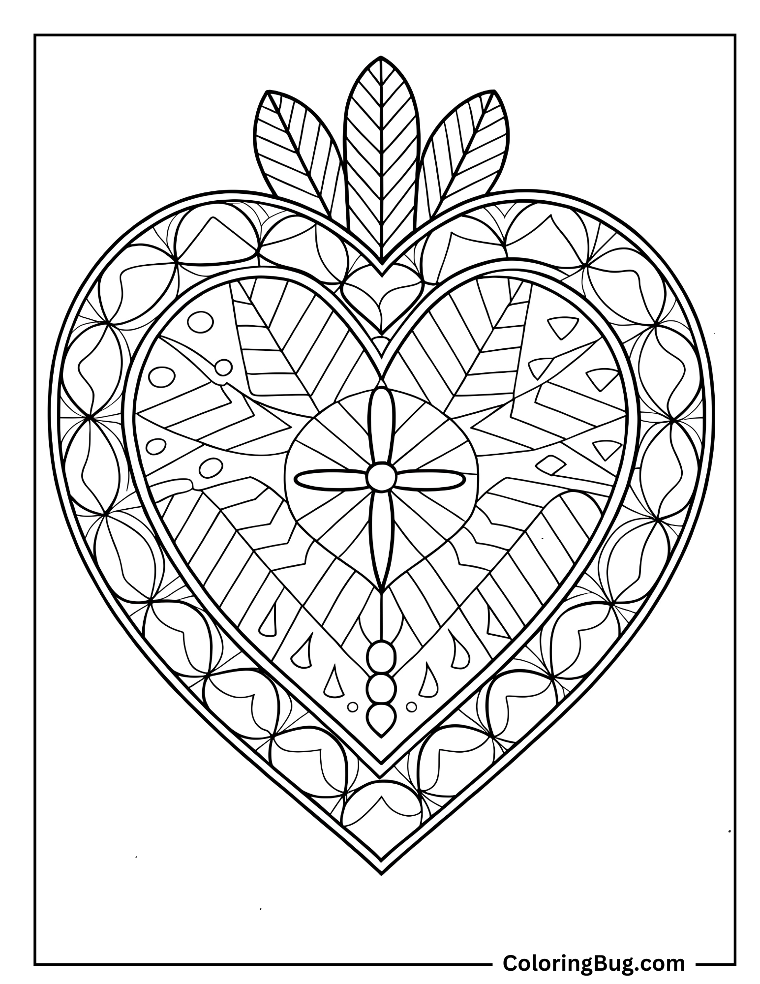 Mandala Heart Coloring Sheet