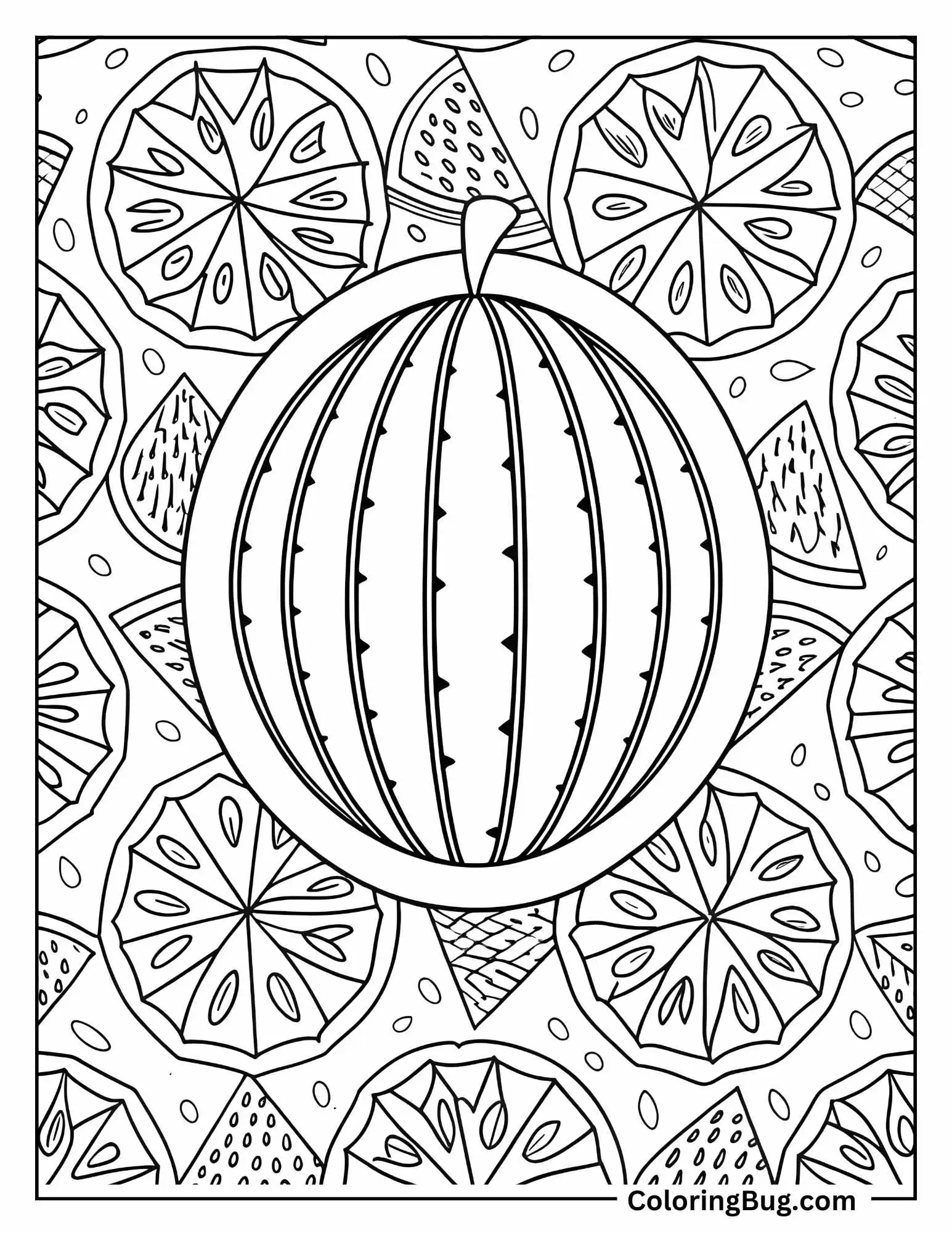 Mandala Watermelon Coloring Sheet