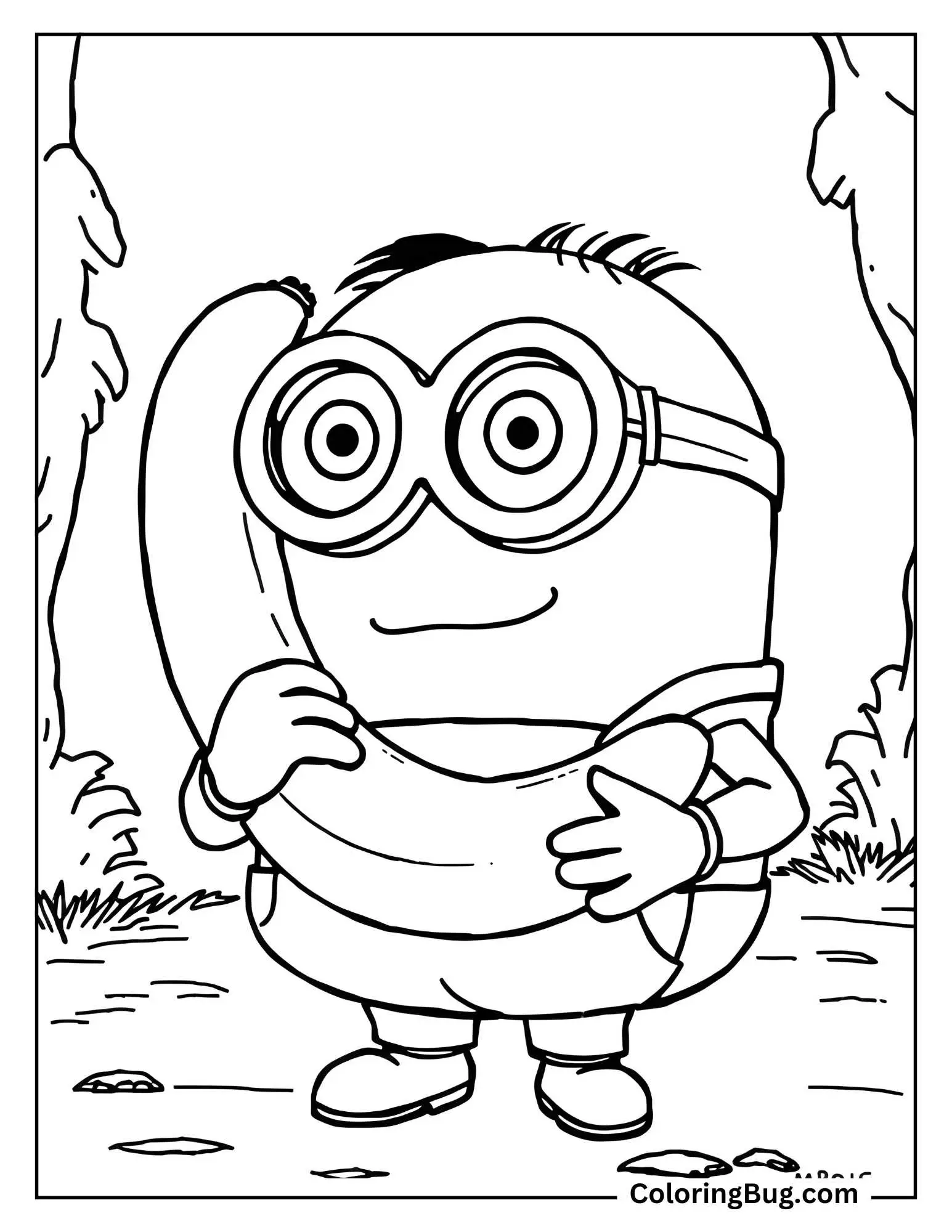 Minion Holding Banana coloring Sheet