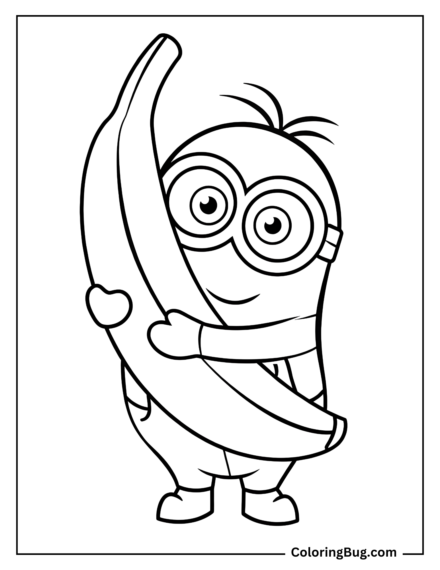 Minion Hugging Big Banana coloring Sheet