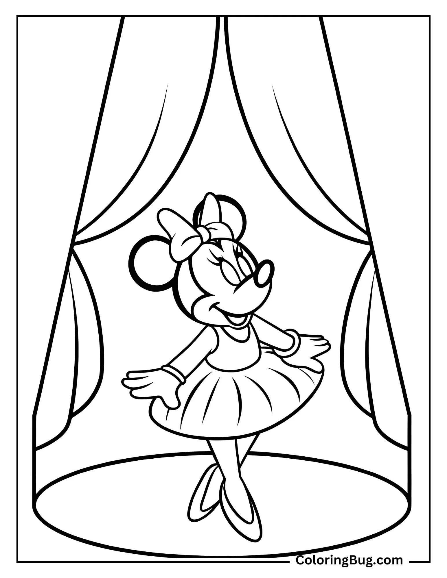Minnie Mouse Doing Ballet Coloring Sheet