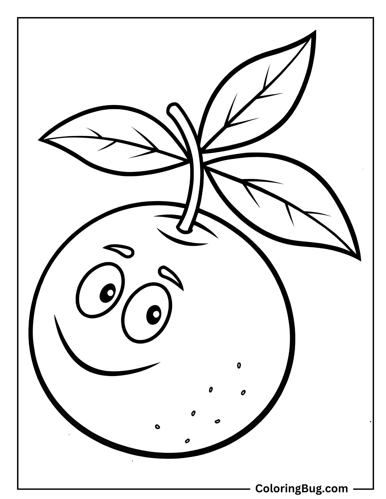 Orange With Happy Face Coloring Sheet