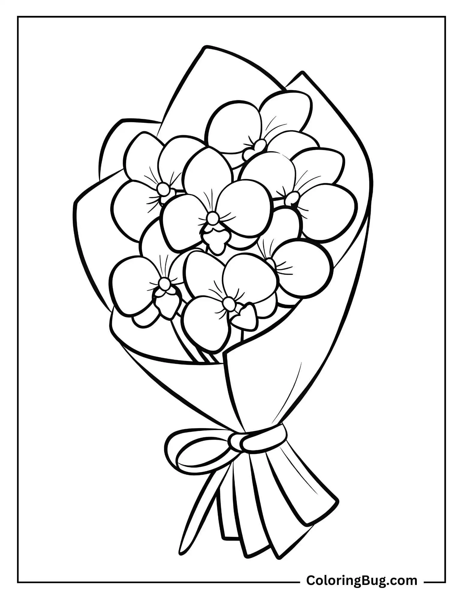 Orchid Bouquet coloring sheet