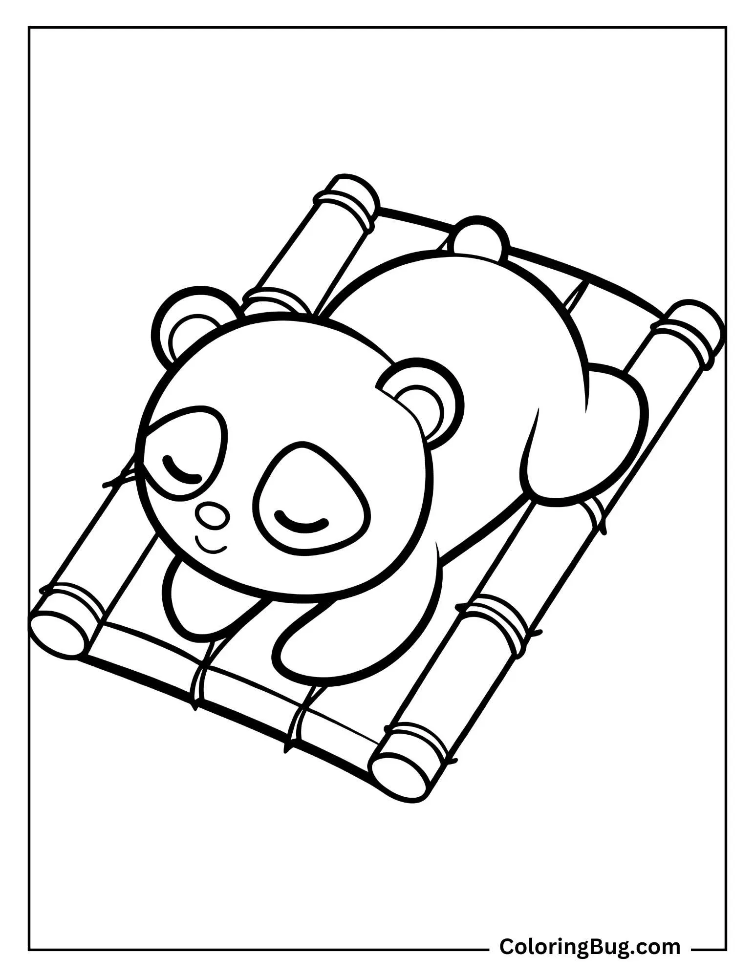 Panda Sleeping on a Bamboo Mat Coloring Sheet