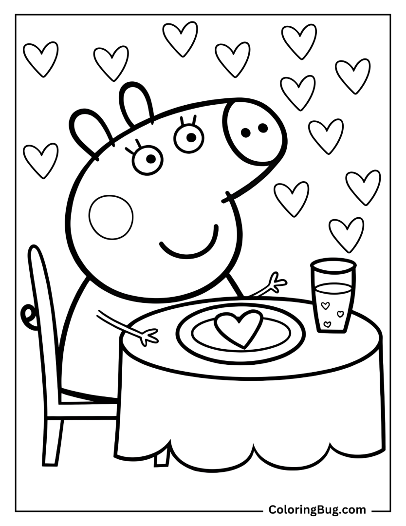 28 Peppa Pig Valentines Coloring Page (Free Printable PDFs)
