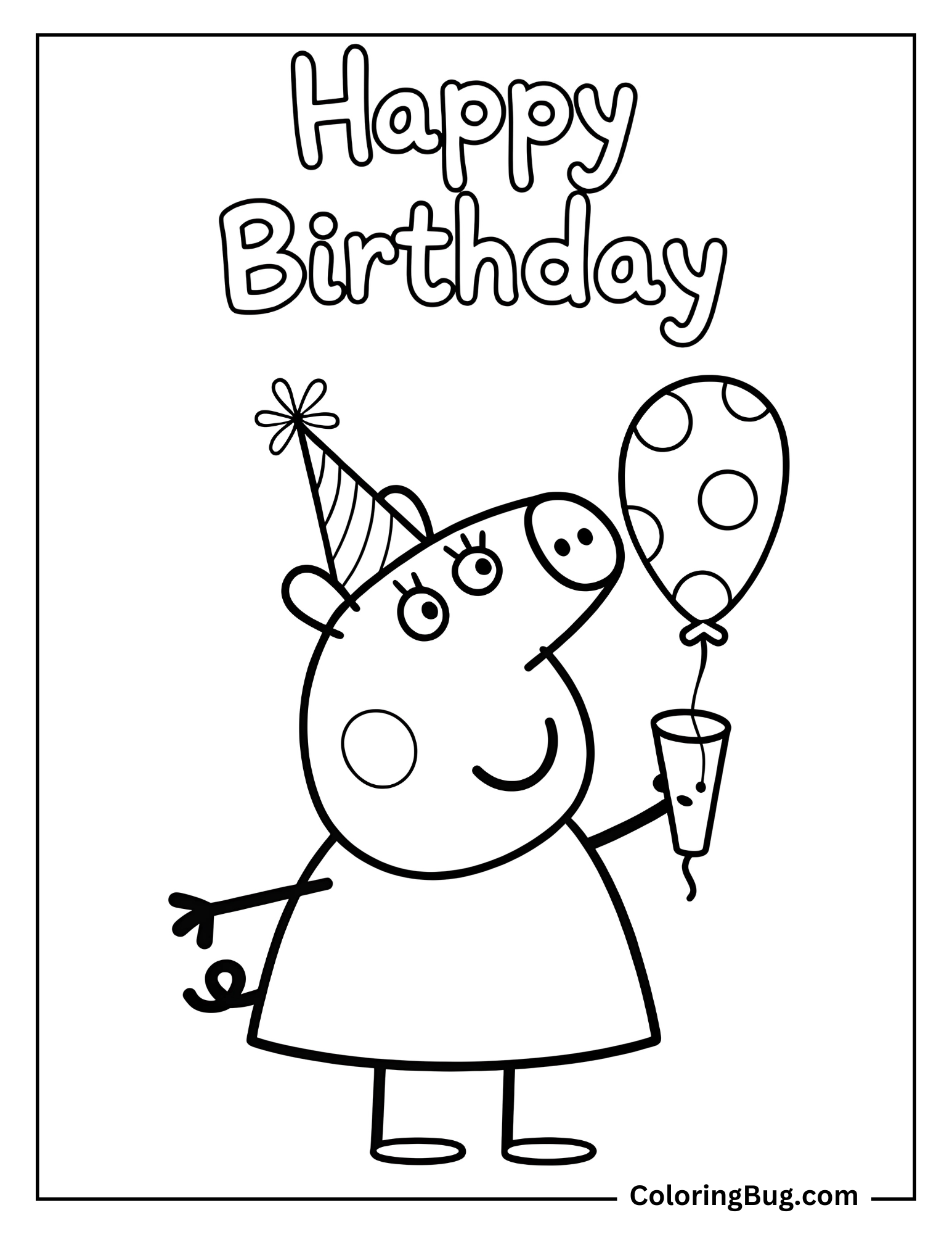 Peppa Pig Birthday Coloring Page