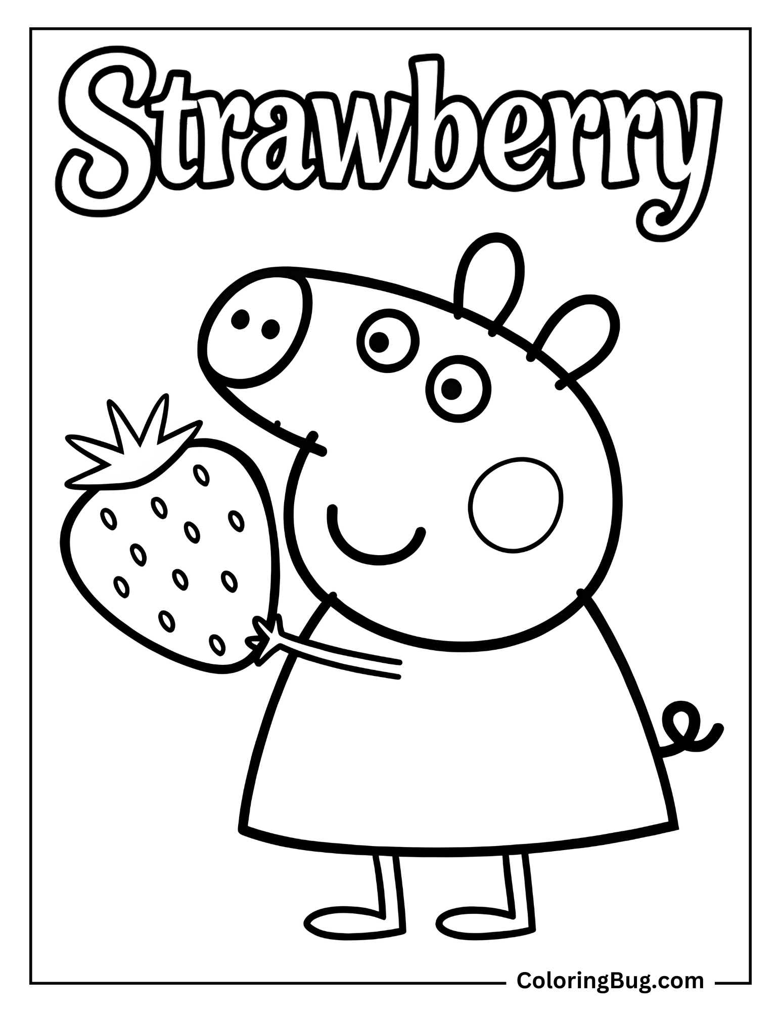 Peppa Pig Eating Strawberry Coloring Page
