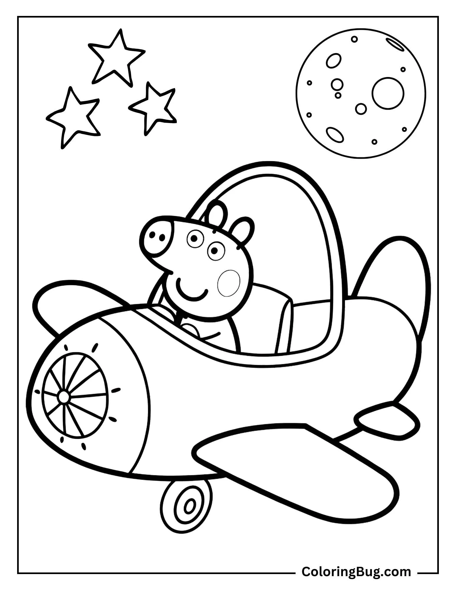 Peppa Pig In Airplane Coloring Page