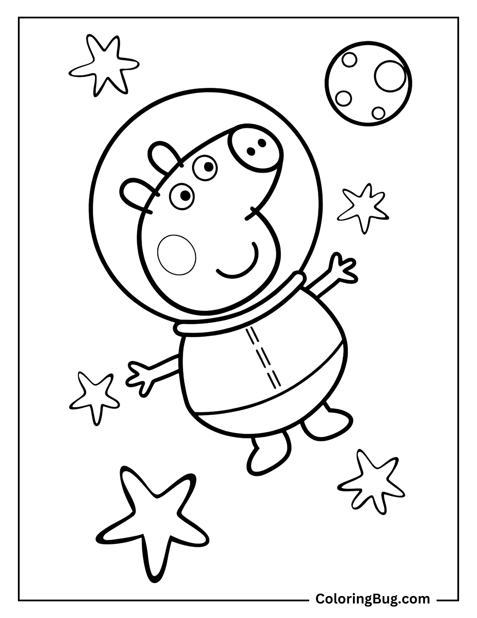 Peppa Pig In Space Coloring Page