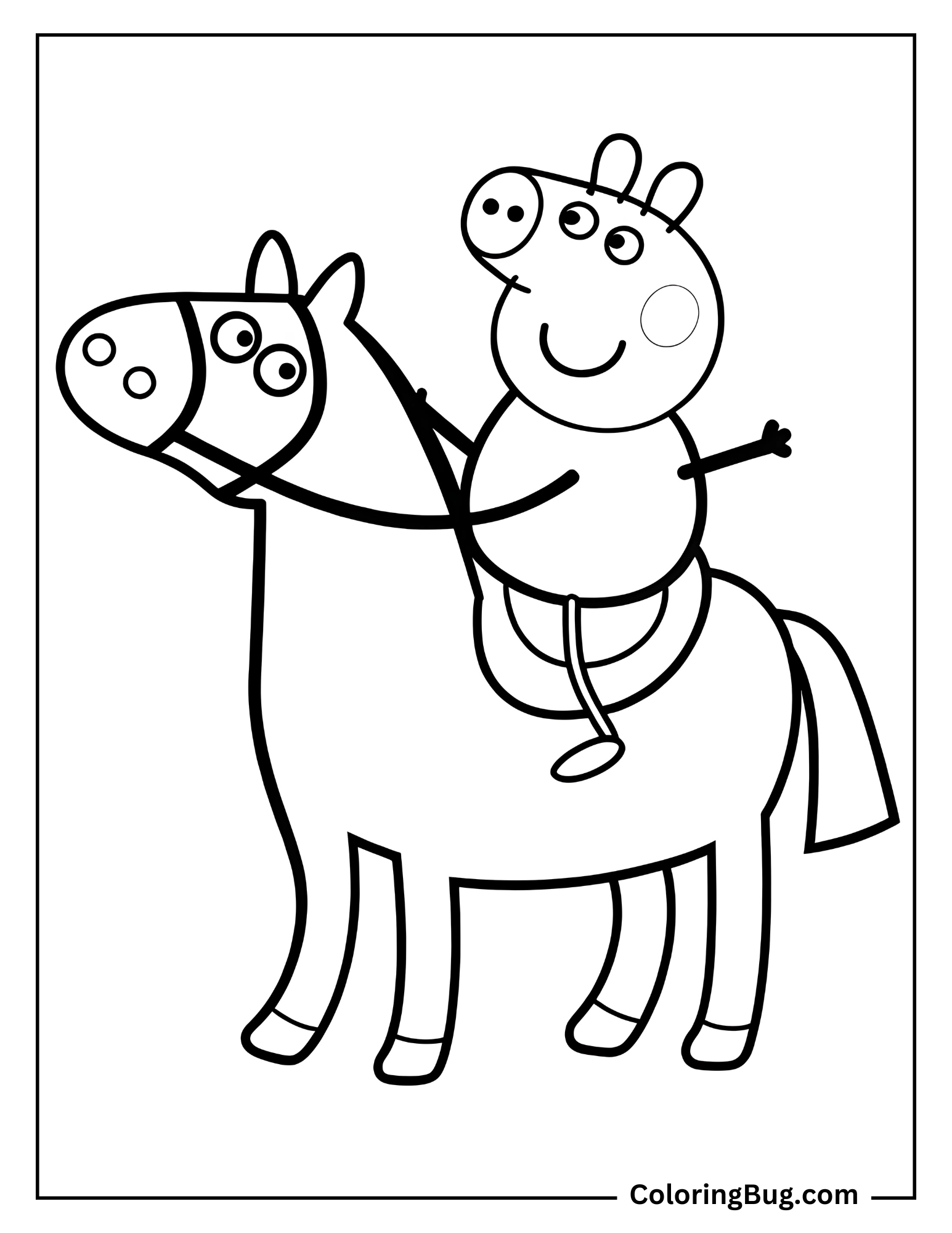 Peppa Pig Riding a Pony Coloring Page