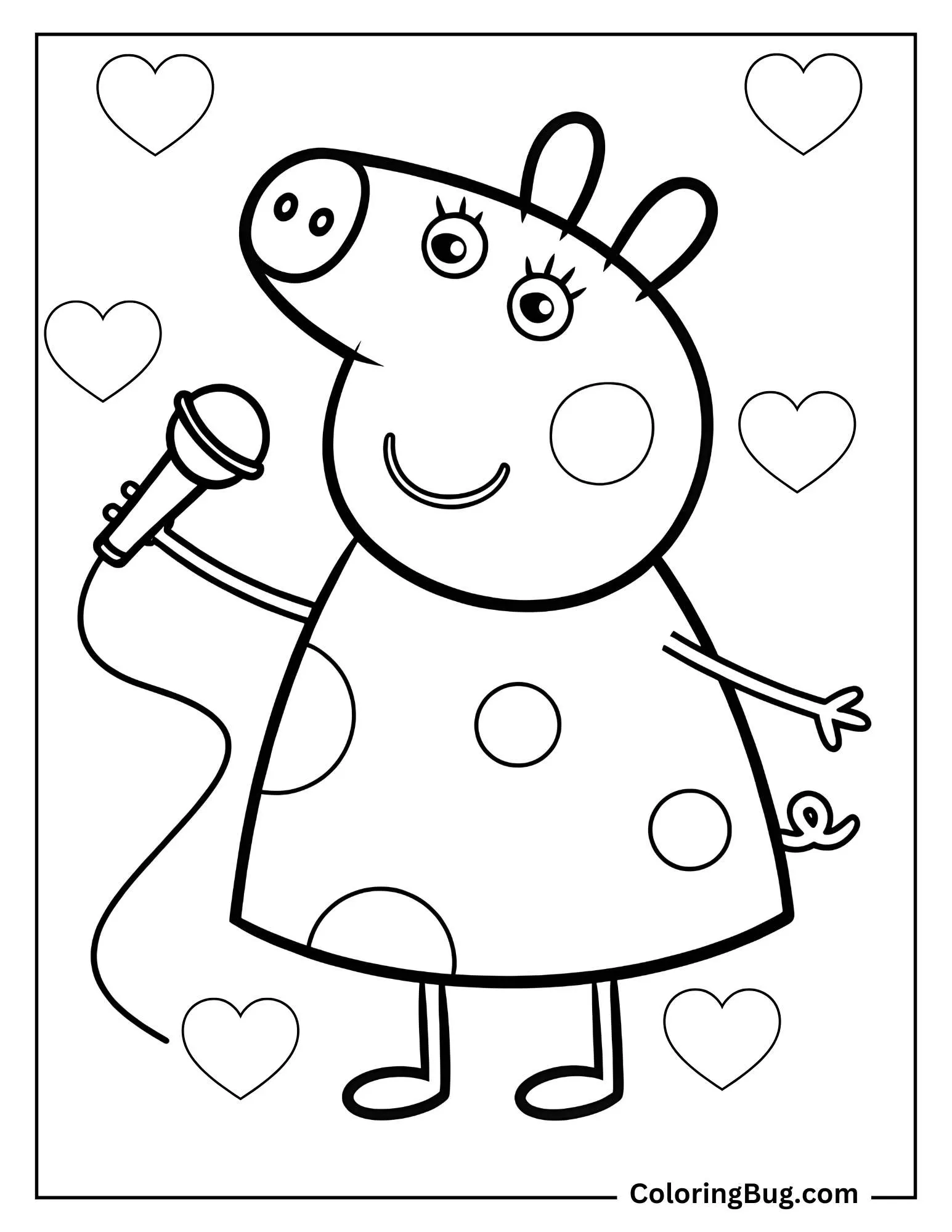 Peppa Pig Singing Love Song Coloring sheet