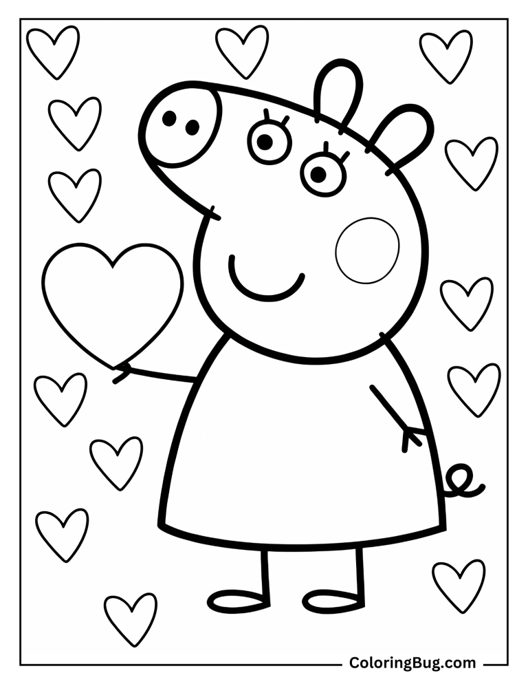 28 Peppa Pig Valentines Coloring Page (Free Printable PDFs)