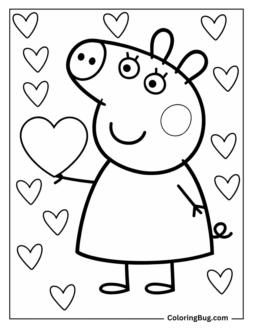 28 Peppa Pig Valentines Coloring Page (Free Printable PDFs)
