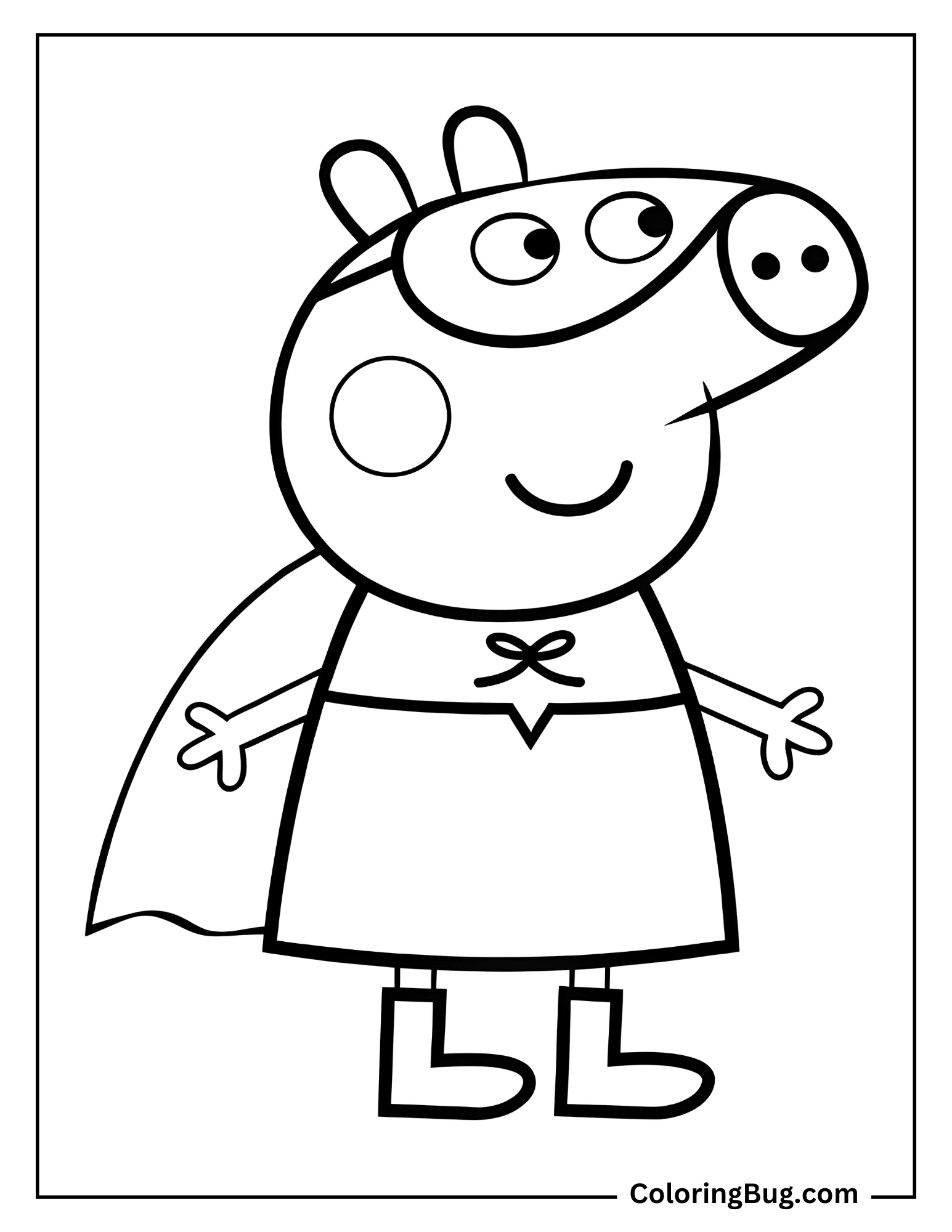 Peppa Pig as a Superhero Coloring Page