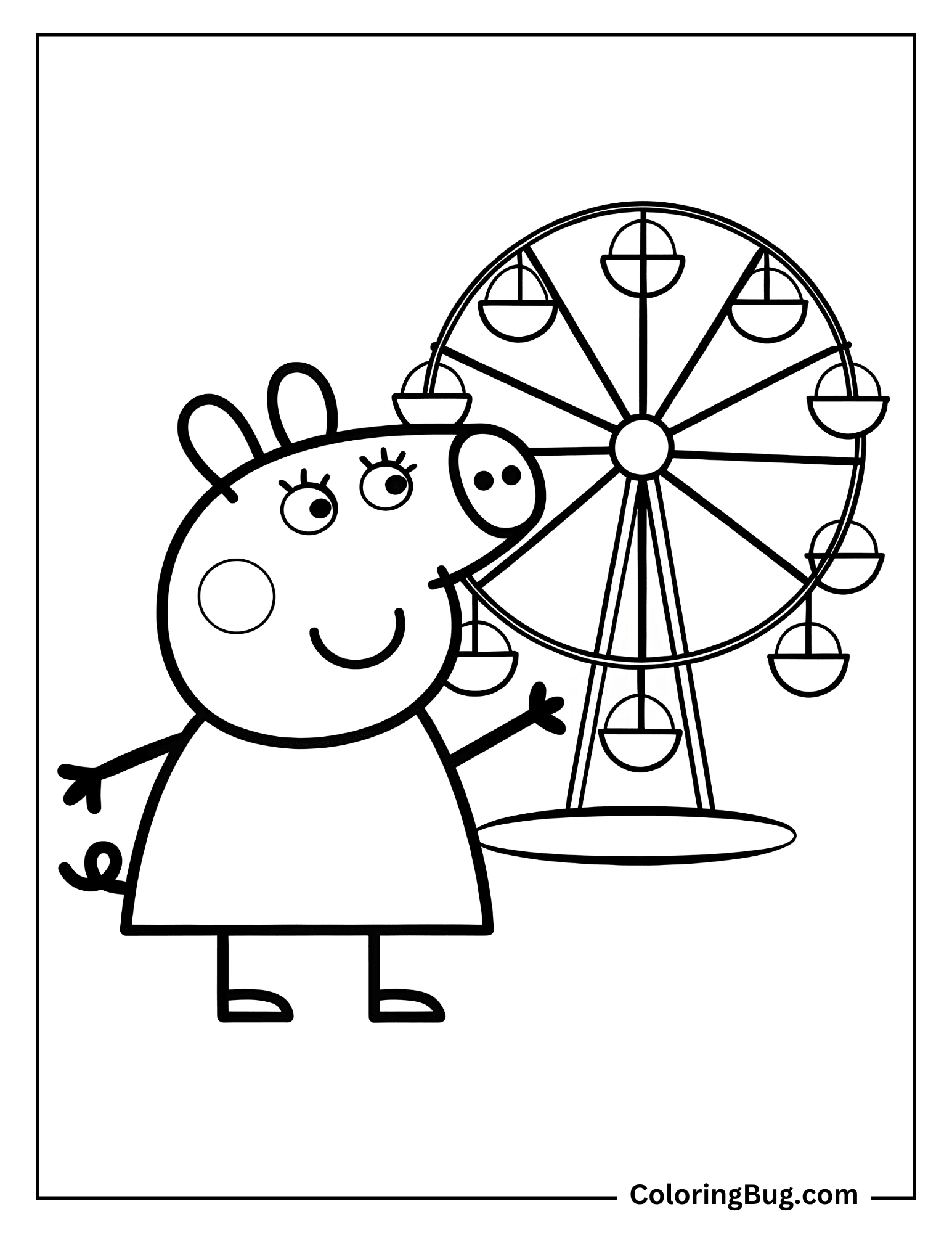Peppa Pig at Fairground Coloring Page