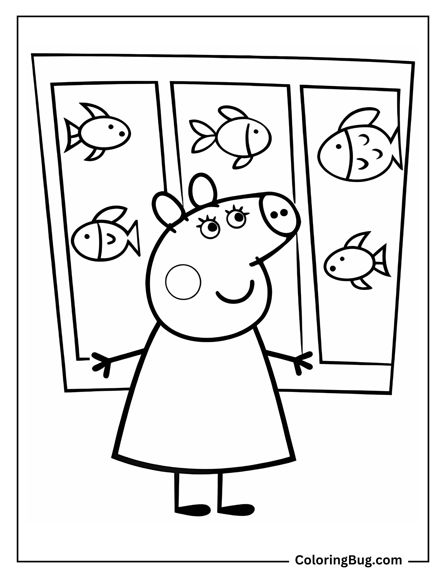 Peppa Pig at the Aquarium Coloring Page