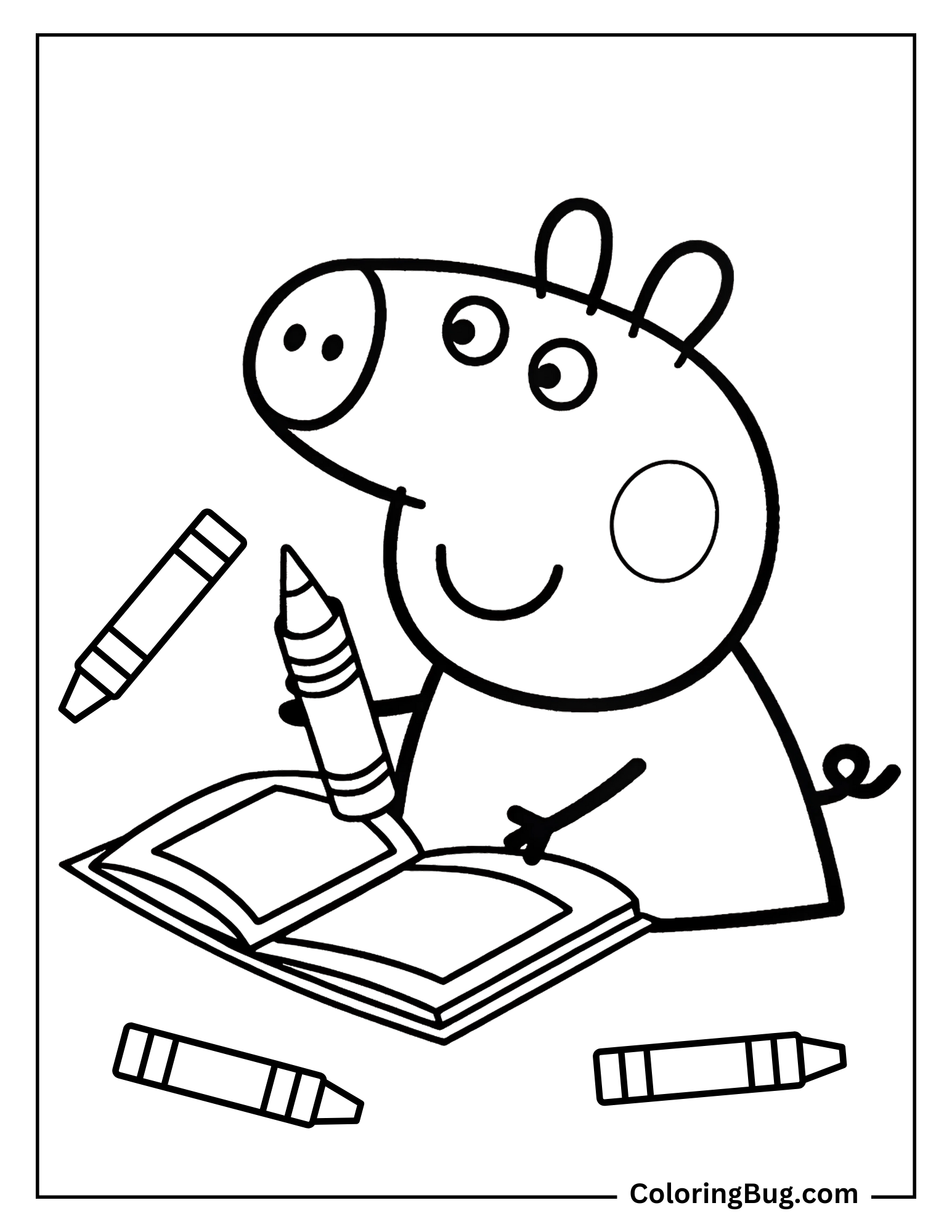 Peppa Pig with Coloring Book Coloring Page