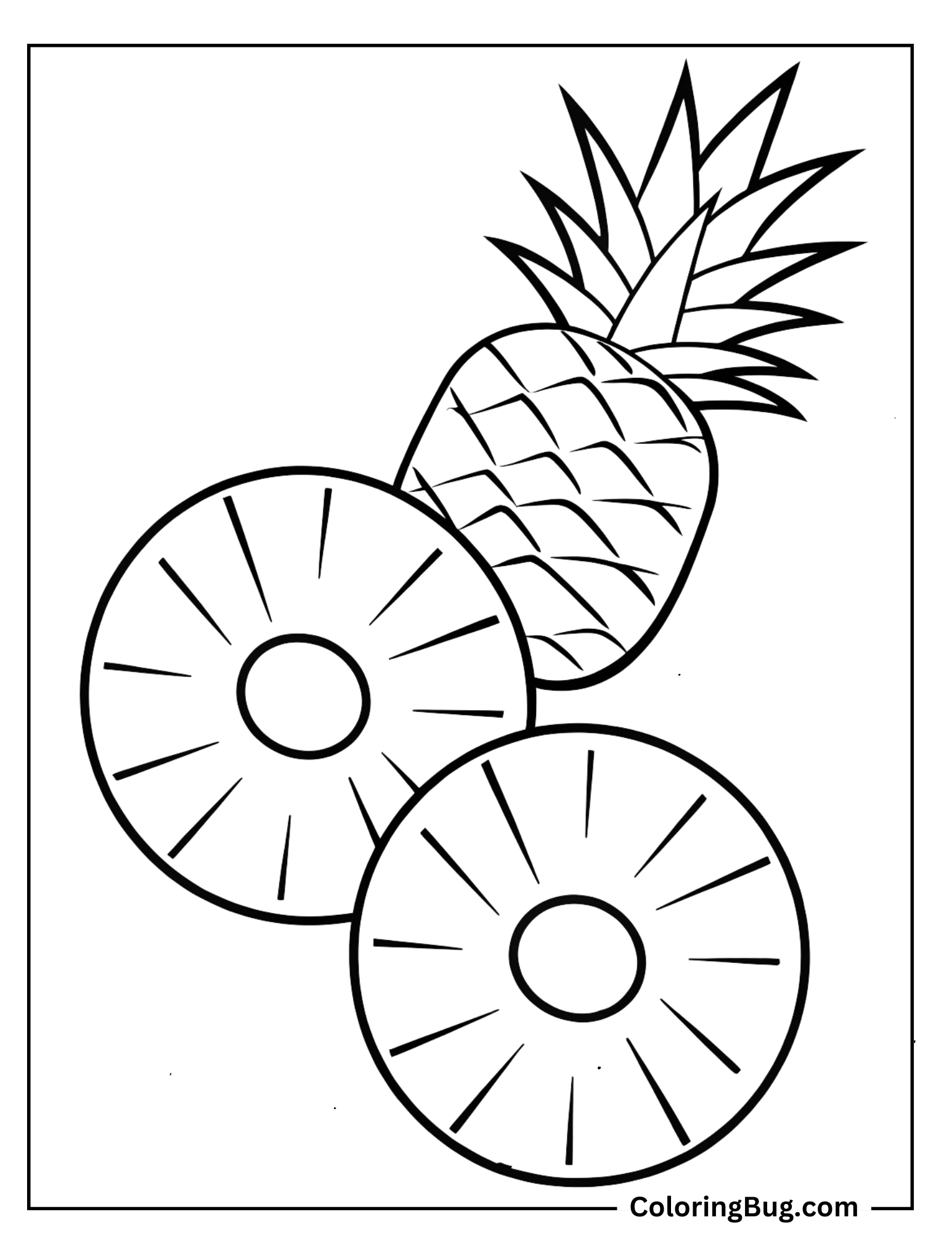 Pineapple Cut Into Rings Coloring Sheet