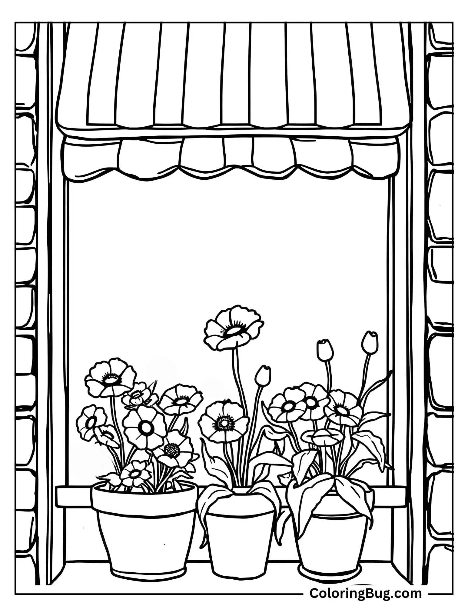Poppy In Flower Shop Window Coloring Sheet