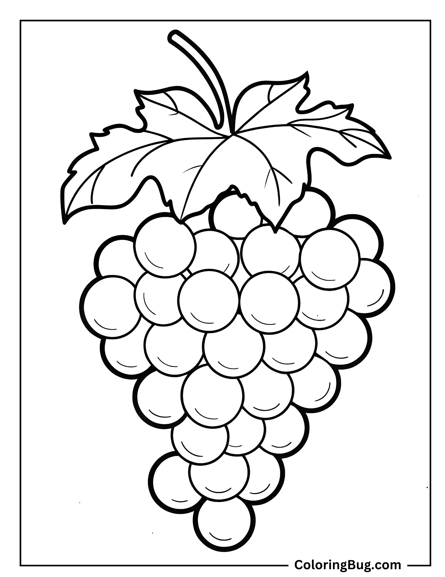 Realistic Bunch Of Grapes Coloring Sheet